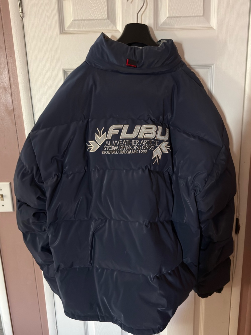 Rare VTG 90s FUBU Men’s Heavyweight Polyvinyl Embroidered Puffer Jacket XXL